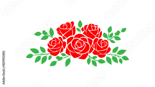 Bouquet of red roses icon, romantic flower arrangement symbol, love and wedding decoration concept, Valentine gift illustration, floral arrangement for celebration and anniversary vector