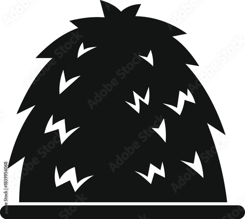 Haystack standing on a round bale simple black icon representing hay storage