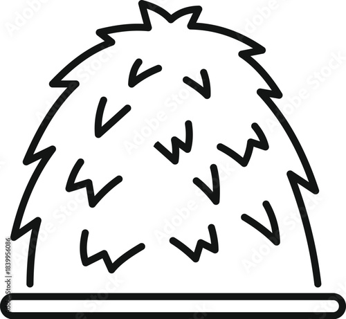 Simple line drawing of a haystack, symbolizing haymaking, livestock feed, and rural landscapes