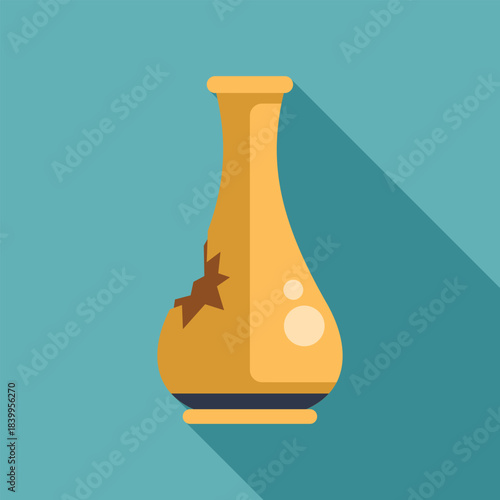 Clay vase showing cracks and damages, representing fragility, imperfection, or the passage of time