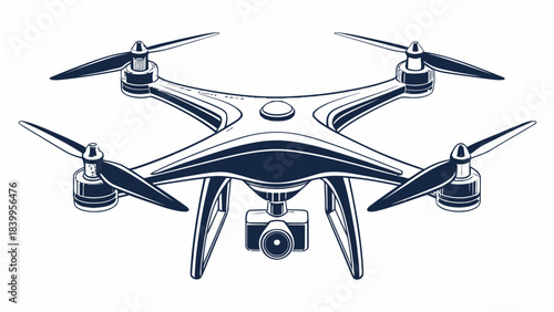 Sleek Modern Drone Silhouette with Four Propellers, a Minimalist Vector Icon for Aerial Technology, Delivery Services, and Future Innovation Concepts