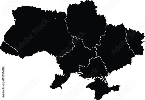 Ukraine Map Silhouette Outline Black and White Design