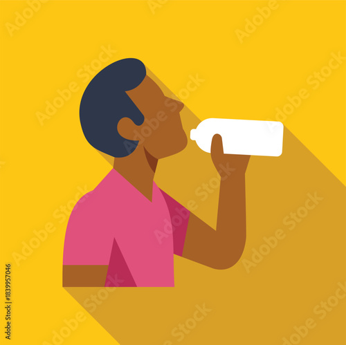 Young sportsman drinking water after training, refreshing and hydrating himself