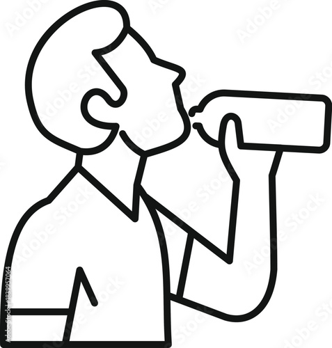 Man enjoying refreshing hydration by drinking water from a plastic bottle, promoting health and well being
