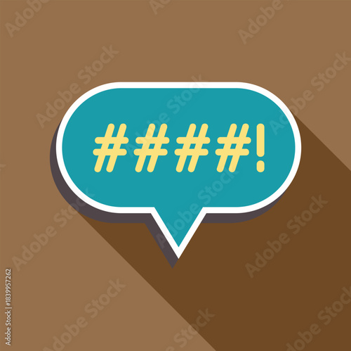 Turquoise speech bubble with censored text, suitable for discussions about online censorship and freedom of speech