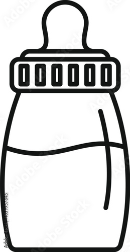 Simple line drawing of a baby bottle filled with milk, symbolizing infant care and nourishment