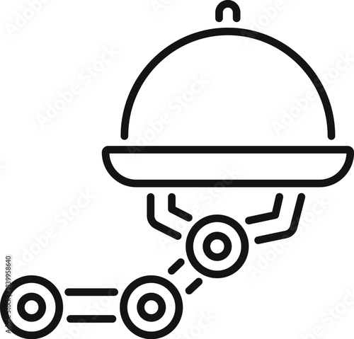 Food delivery robot is bringing a covered dish using artificial intelligence