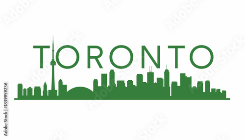 Toronto city skyline with CN Tower silhouette vector graphic