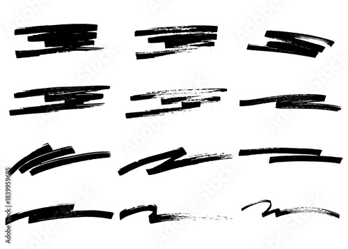 Wallpaper Mural 手書きのブラシストローク素材のセット、かすれ、アナログ質感 Torontodigital.ca