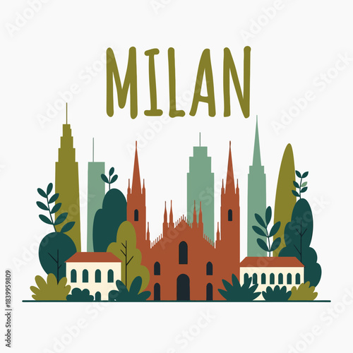 Milan skyline cityscape with Duomo vector illustration