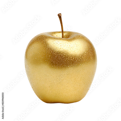 Golden Apple on White Background - Professional High Quality Image