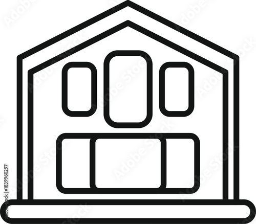 Simple house linear pictogram representing home, property, or residential building