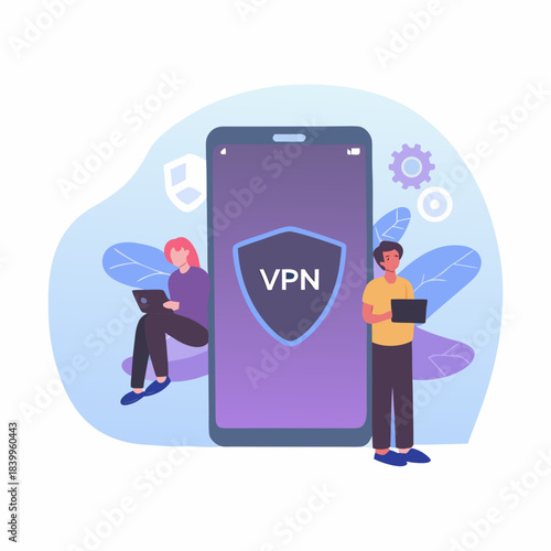 Secure connection with vpn people using laptops and mobile devices