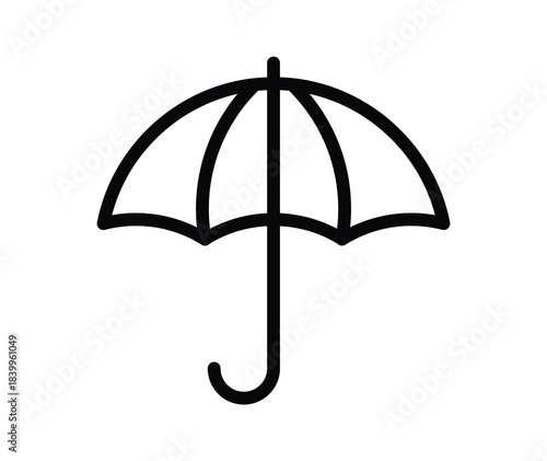 Minimalist outline of an umbrella icon for weather and protection themes