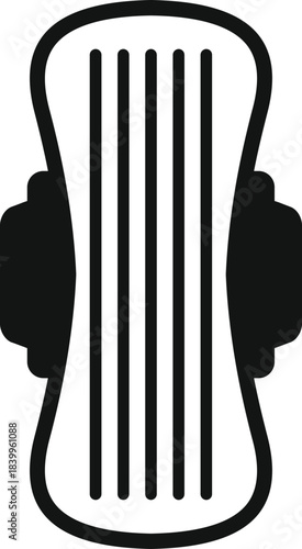 Sanitary pad icon with wings illustrating feminine hygiene and menstrual care concept