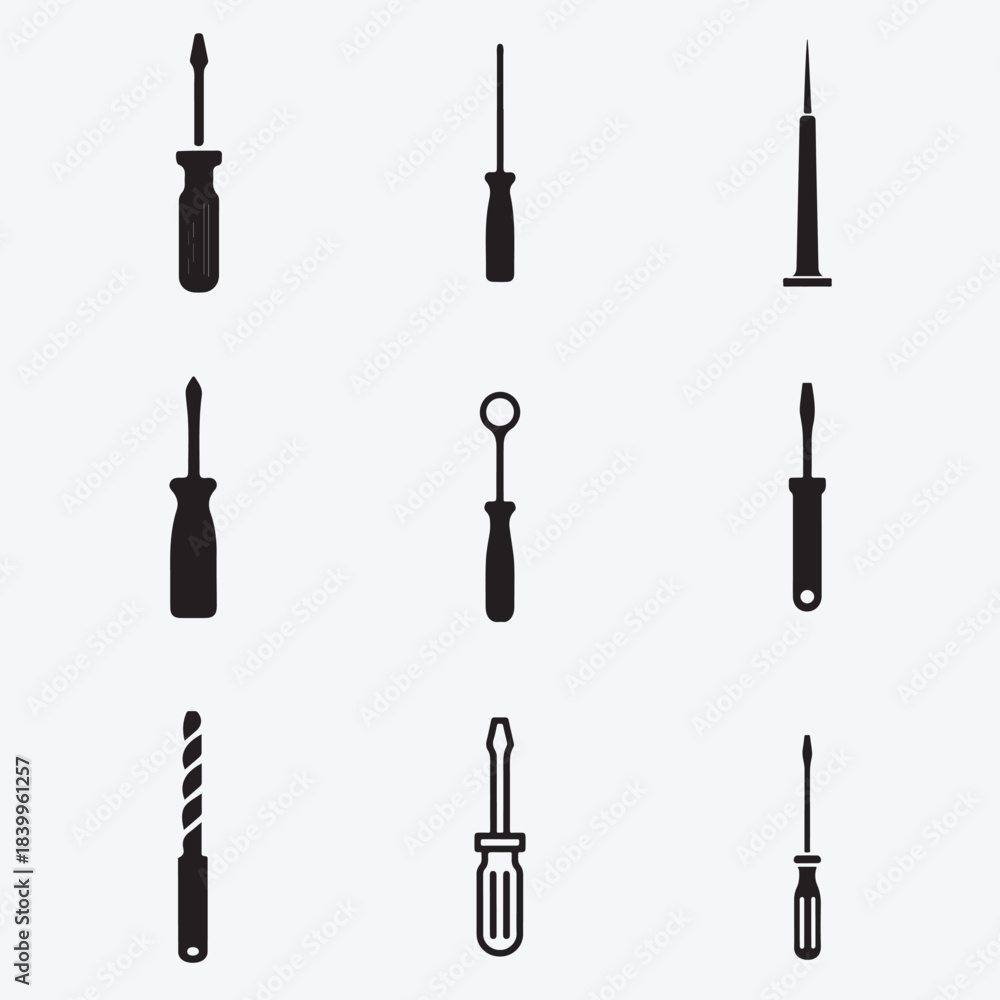 Obraz premium Black and white vector electric cable icon set illustration