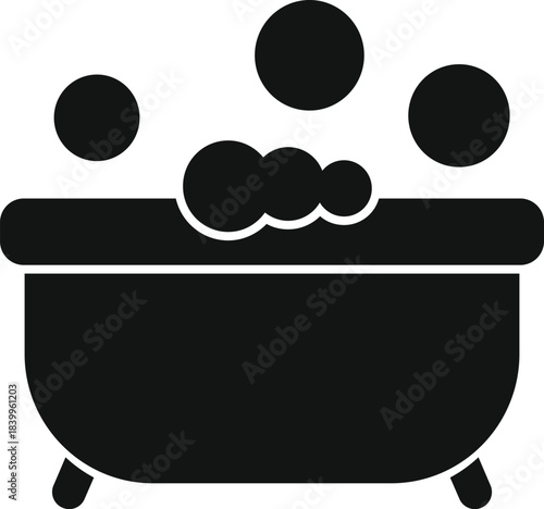 Bathtub showing a bubble bath with foam and bubbles for hygiene and relaxation