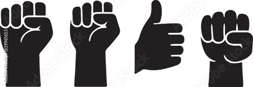 PrintFist and thumbs up hand gestures in silhouette