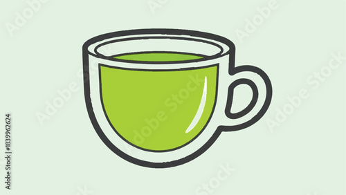 Illustration of a Cup of Green Tea with Handle.