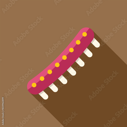 Pink hair comb vector icon portraying grooming and care concepts