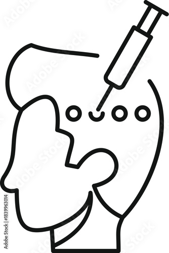 Face receiving cosmetic injection treatment to reduce wrinkles and enhance beauty