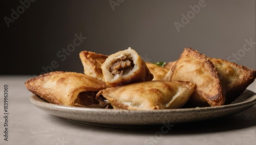 Golden Samosas on a Plate - A Delicious Indian Appetizer.