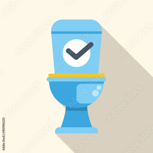 Toilet with a check mark symbolizing cleanliness, hygiene, and an approved restroom