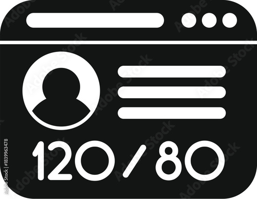Digital interface displaying a patient profile with blood pressure readings