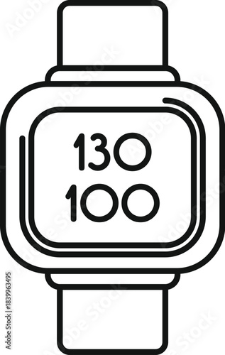Smartwatch icon displaying elevated blood pressure readings for health tracking