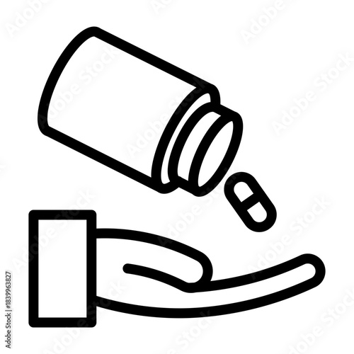 Multivitamin Intake Vector Line Icon Design