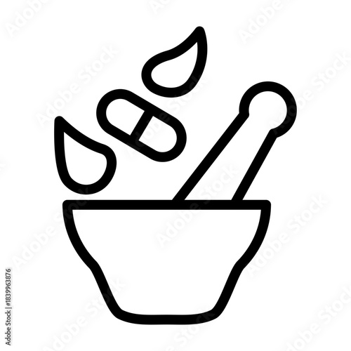 Herbal Medicine Vector Line Icon Design