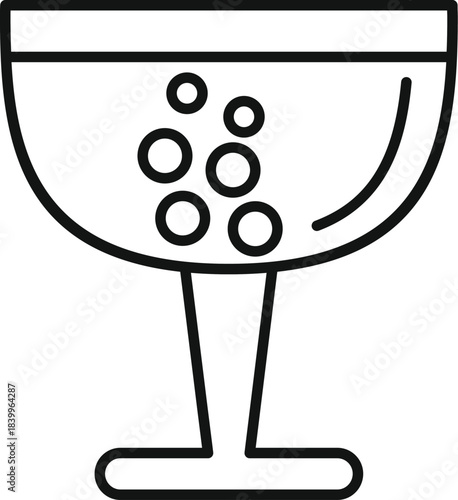 Champagne coupe glass with sparkling bubbles as an icon for celebration
