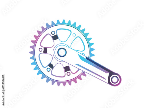 Abstract Gradient Neon Bicycle Crankset and Chain Wheel Vector Icon