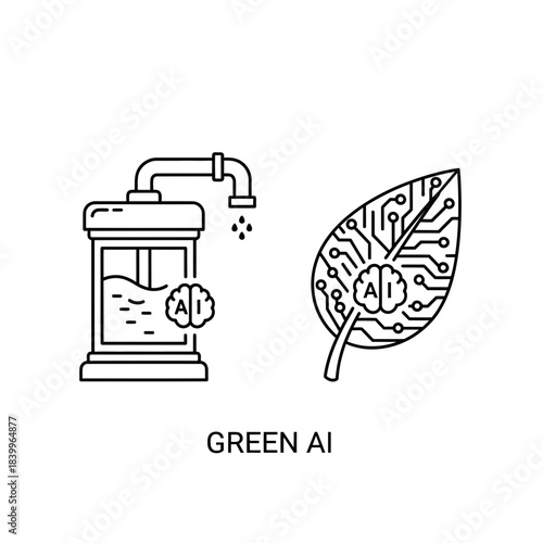 Innovative green artificial intelligence powering sustainable industry and nature with smart technology.