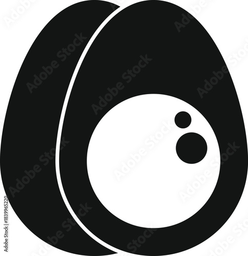 Boiled egg cut in half, showing the yolk and white