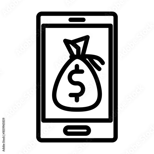 Mobile Payment Vector Line Icon Design
