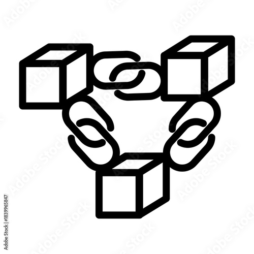 Blockchain Network Vector Line Icon Design