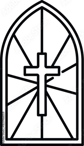 black cross stained glass window clip art preview