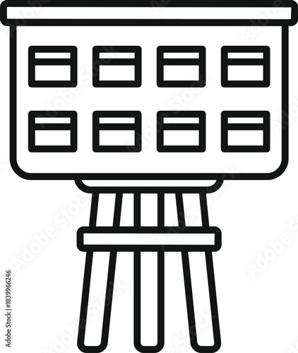 Storyboard outline displaying multiple frames on an easel