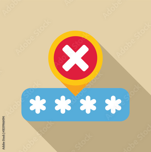 Password input field with an error signal indicating failed authentication attempt