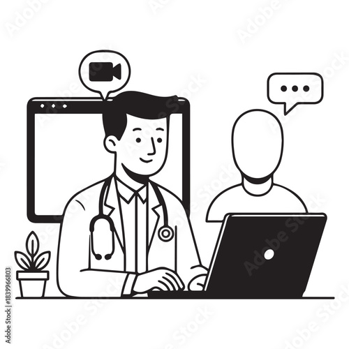 Virtual Emergency Doctor Patient Telemedicine Vector