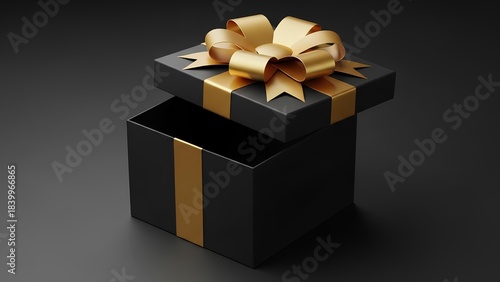 Elegant black gift box with a golden ribbon, ideal for special occasions and celebrations