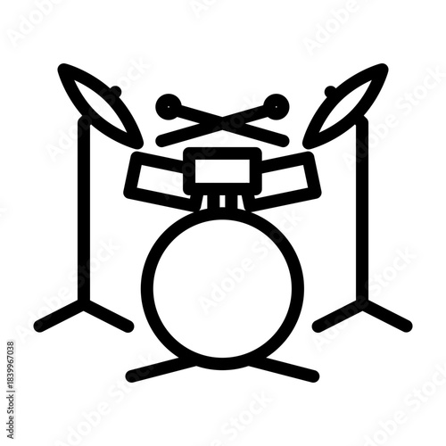 Drum Set Vector Line Icon Design