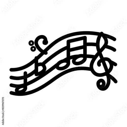 Music Note Vector Line Icon Design