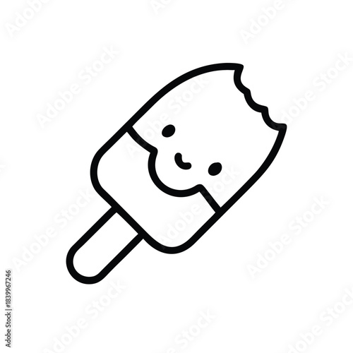 Adorable minimalist outline of a bitten popsicle