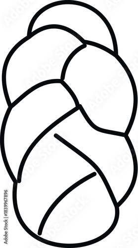 Braided challah bread line art icon for bakery, food, and religious concepts