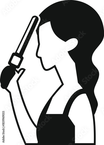 Woman artist wearing overalls holding a paintbrush, illustrating creativity