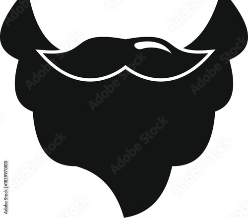 Black silhouette icon representing a man's beard and mustache on white background