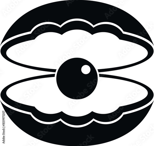Open oyster shell reveals a round pearl at its center