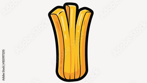 Cartoon French Fries Illustration with Bold Outline.